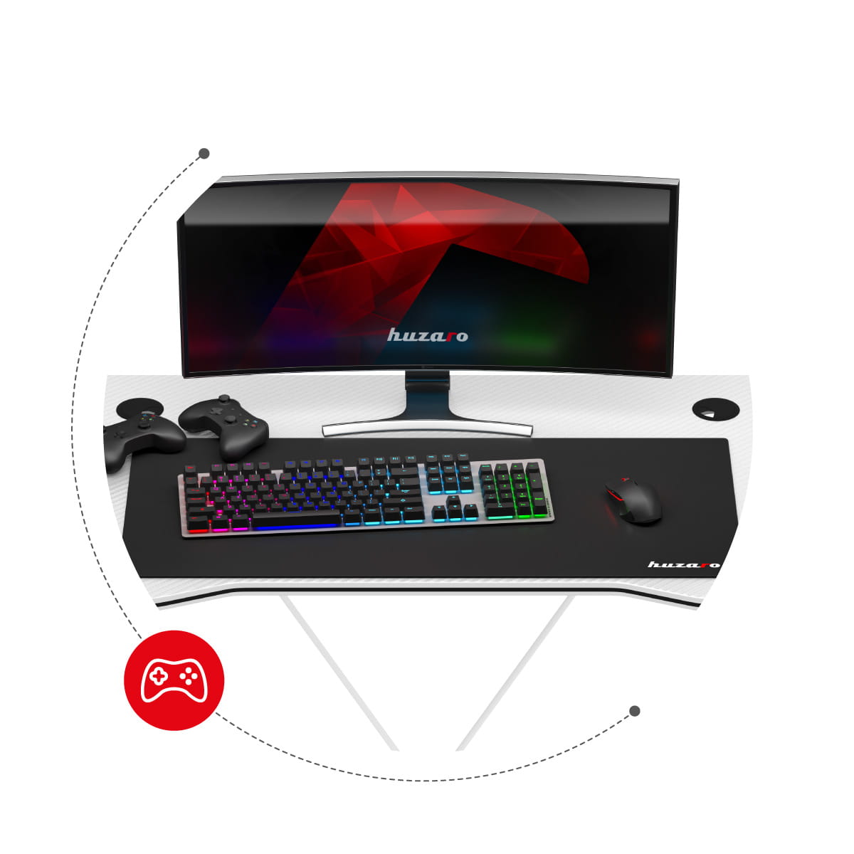 Huzaro Hero 1.4 White 100 cm Gaming Desk