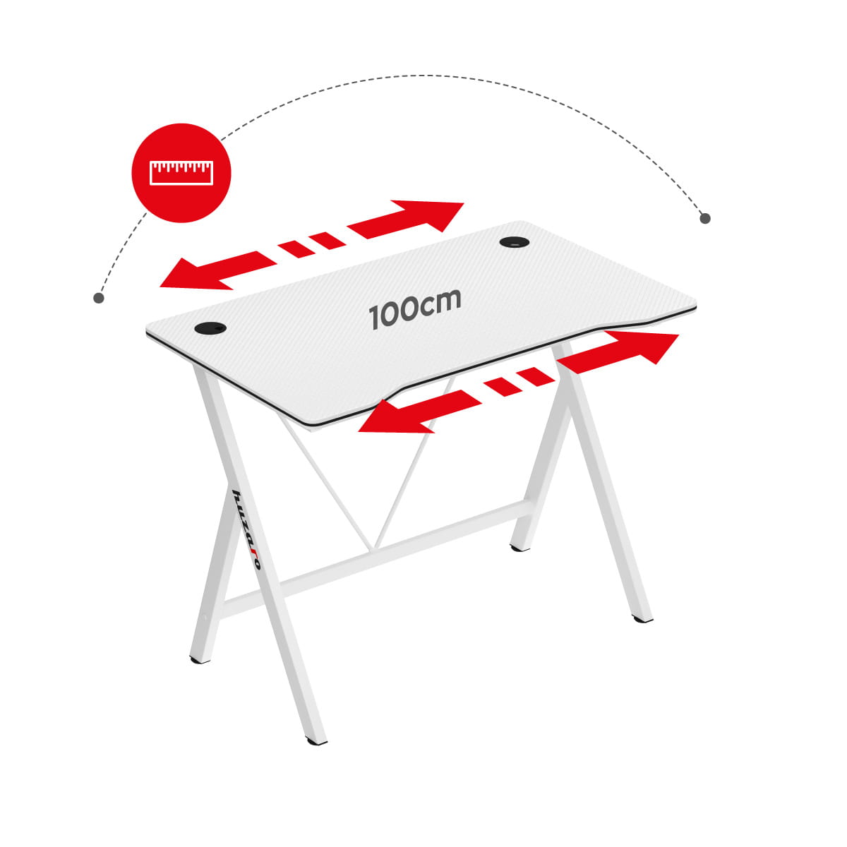 Huzaro Hero 1.4 White 100 cm Gaming Desk