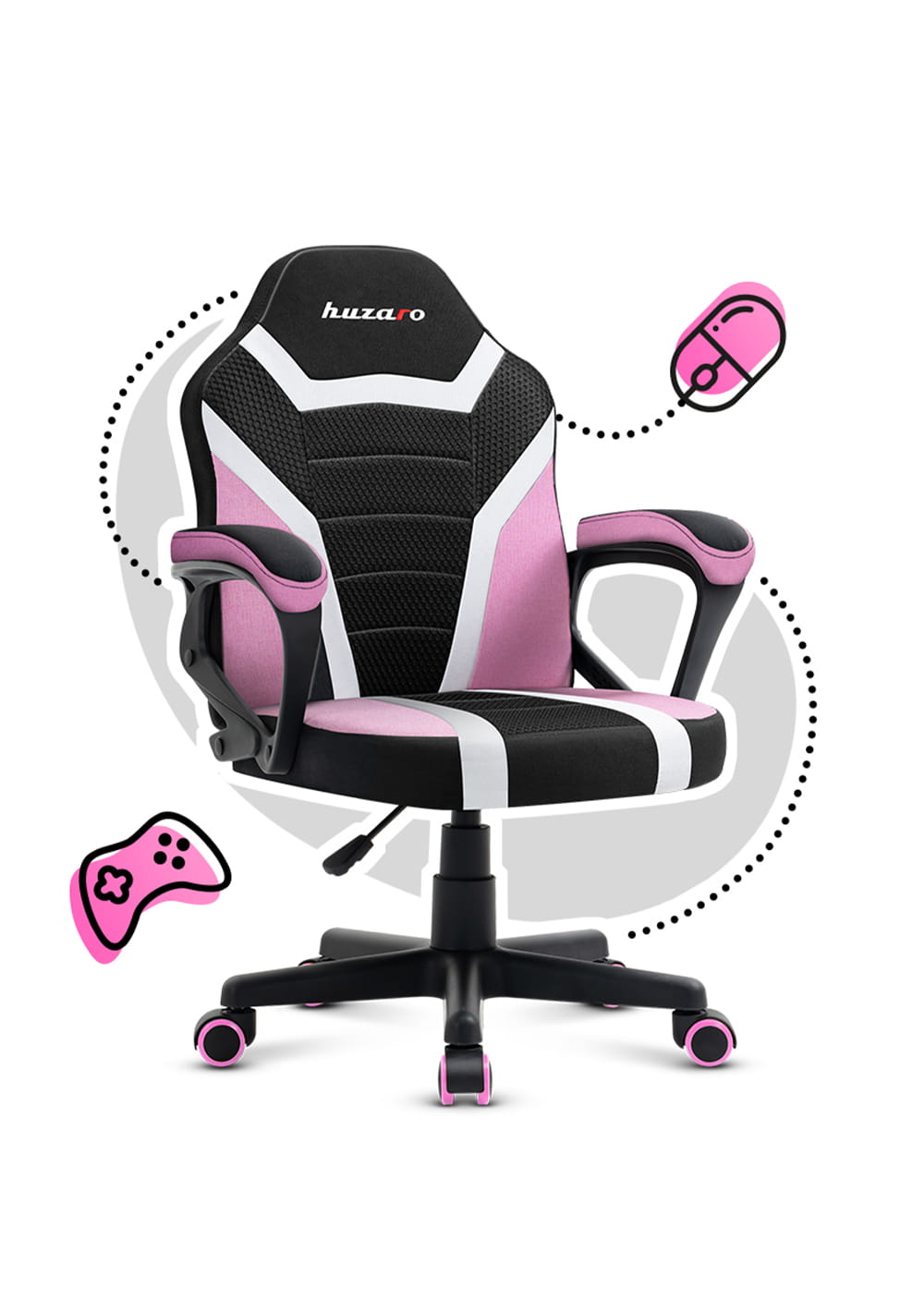 HUZARO RANGER 1.0 Pink Mesh Children’s Gaming Chair – OUTLET