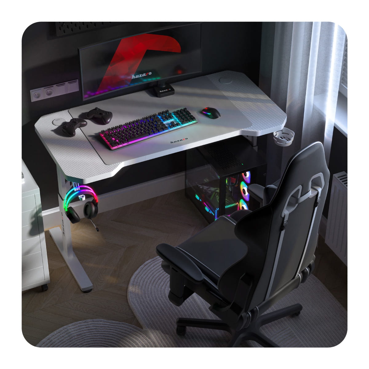 Huzaro Hero 2.6 White 120 cm Gaming Desk
