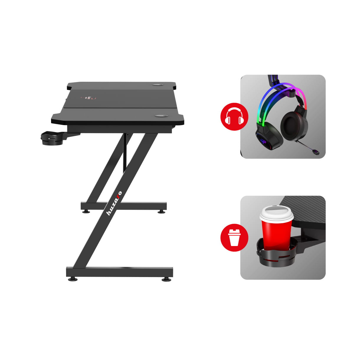 Huzaro Hero 4.8 Black 160 cm gaming desk