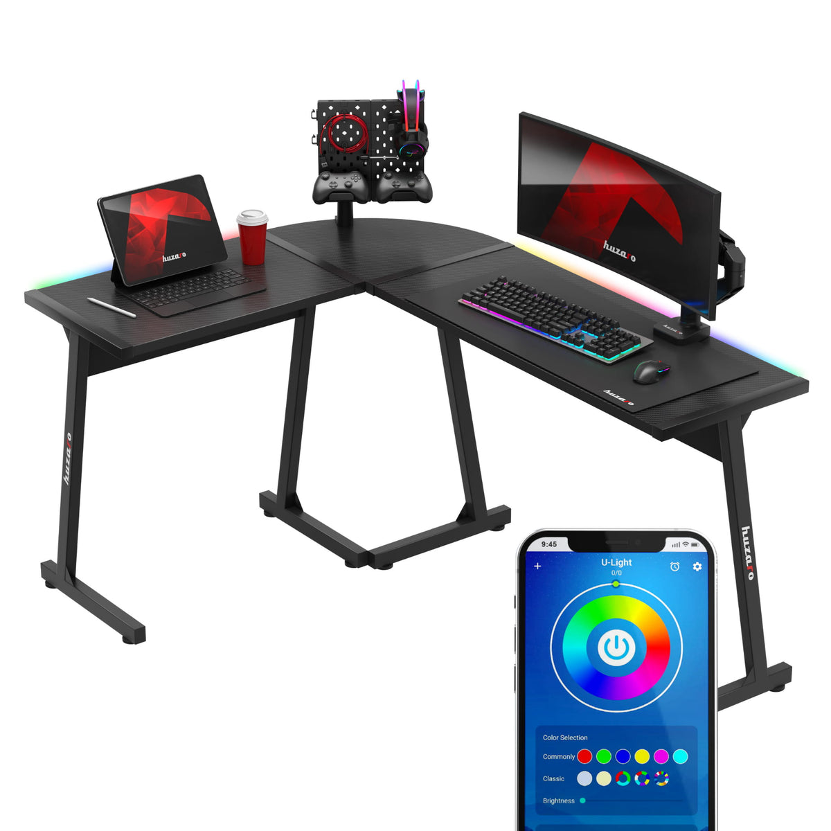 HUZARO HERO 6.0 Black RGB Smart 147 cm Gaming Desk – OUTLET