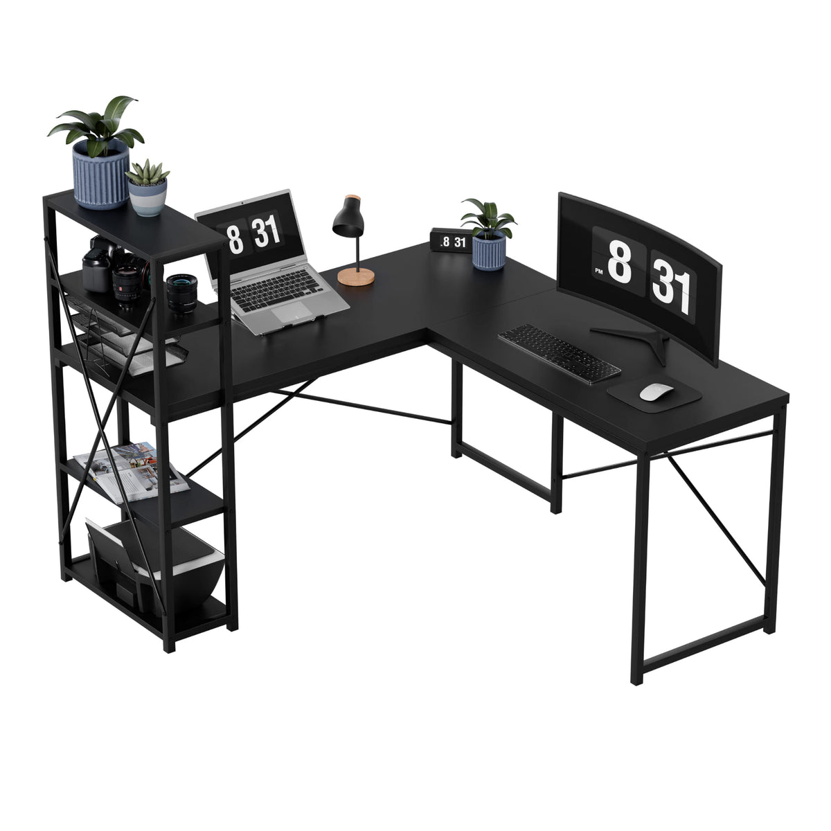 Mark Adler Leader 5.9 Black 145 cm corner desk with shelves