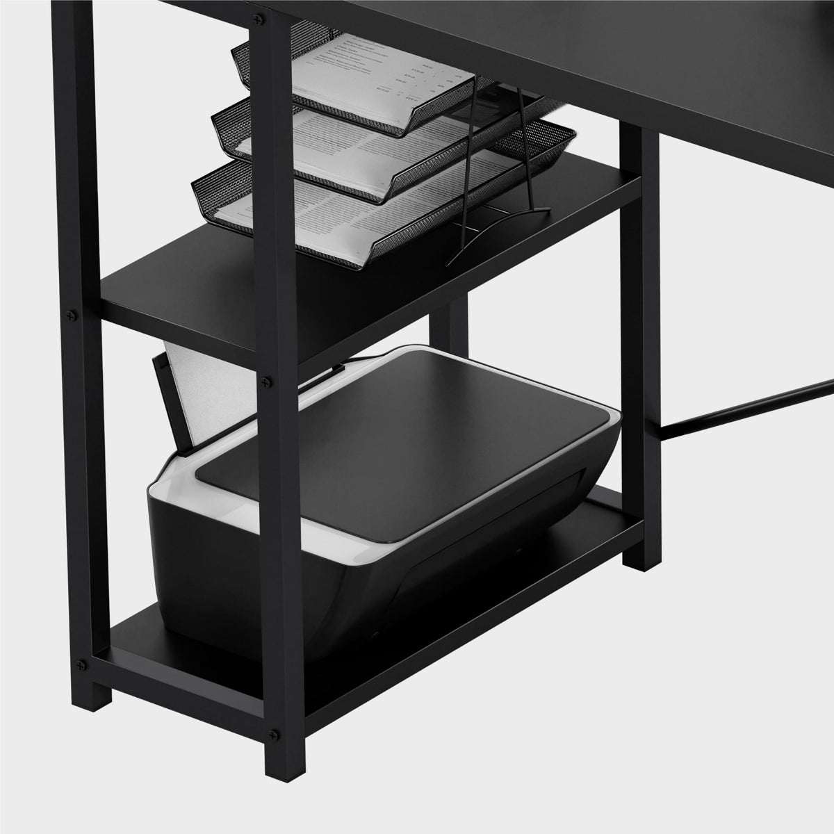Mark Adler Leader 5.9 Black 145 cm corner desk with shelves