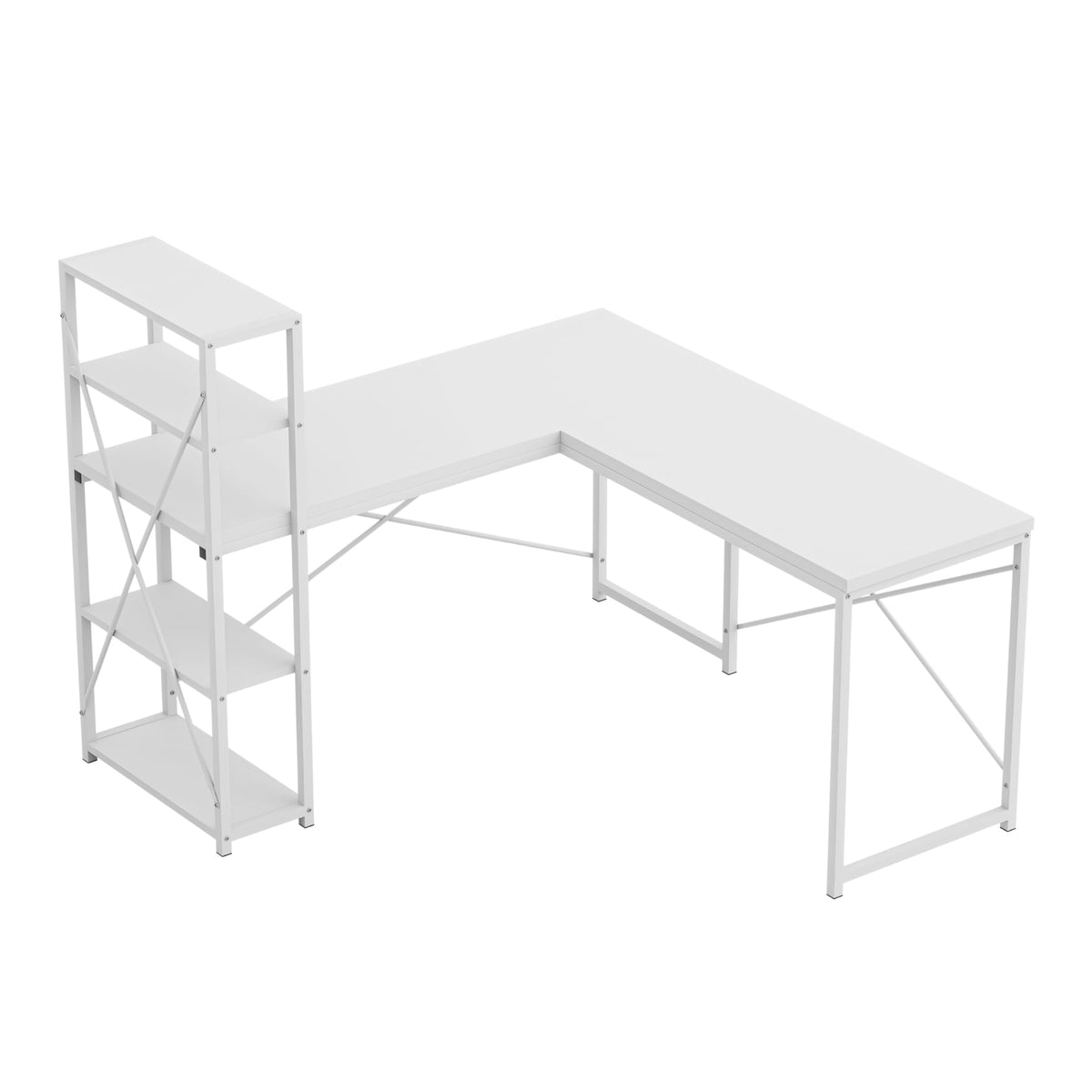 Mark Adler Leader 5.9 White 145 cm corner desk with shelves