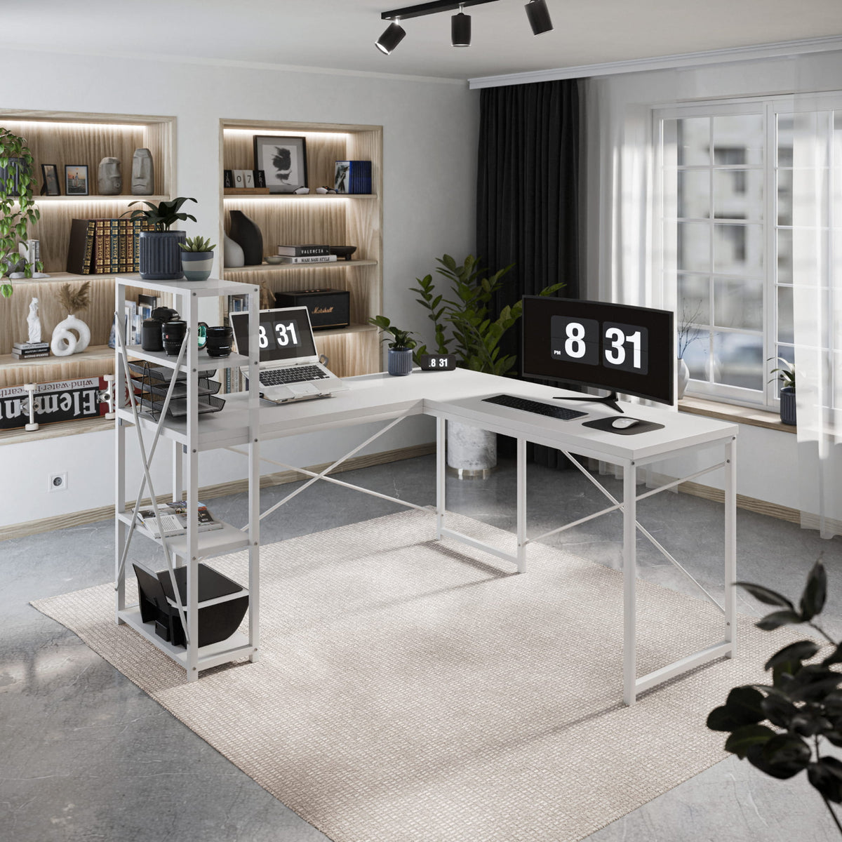 Mark Adler Leader 5.9 White 145 cm corner desk with shelves