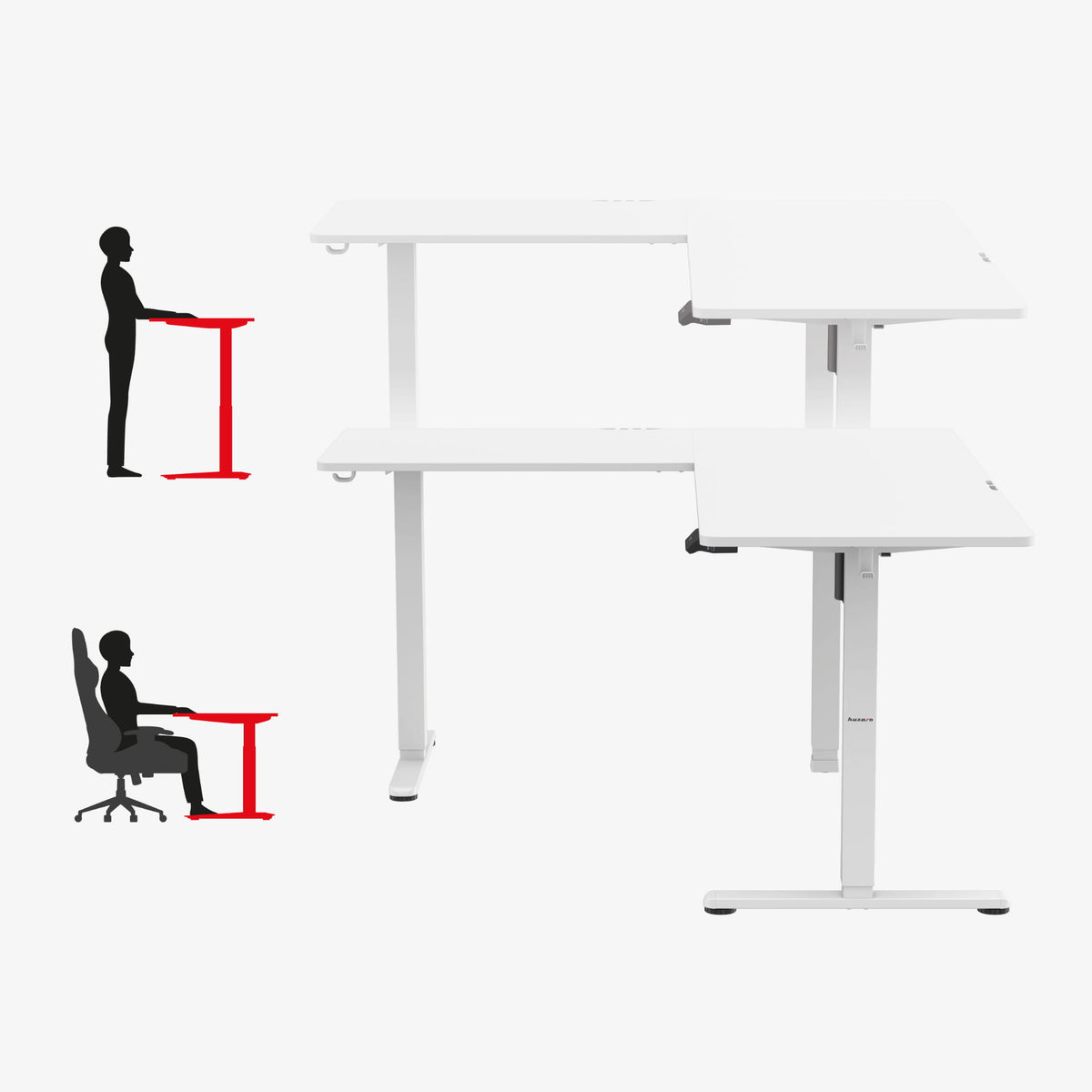 Huzaro Hero 9.5 White 160 cm electric corner desk