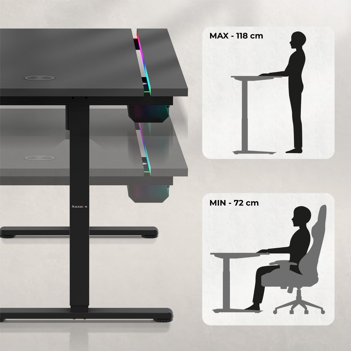 Huzaro Hero 8.7 RGB LED 140 cm Electric Desk