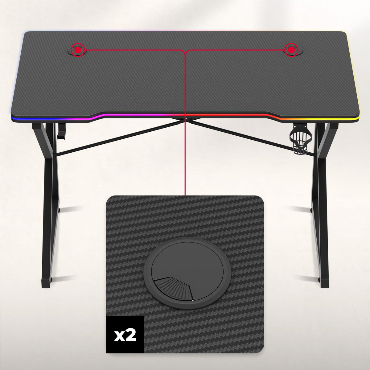 Huzaro Hero 1.7 RGB Black 120 cm Gaming Desk