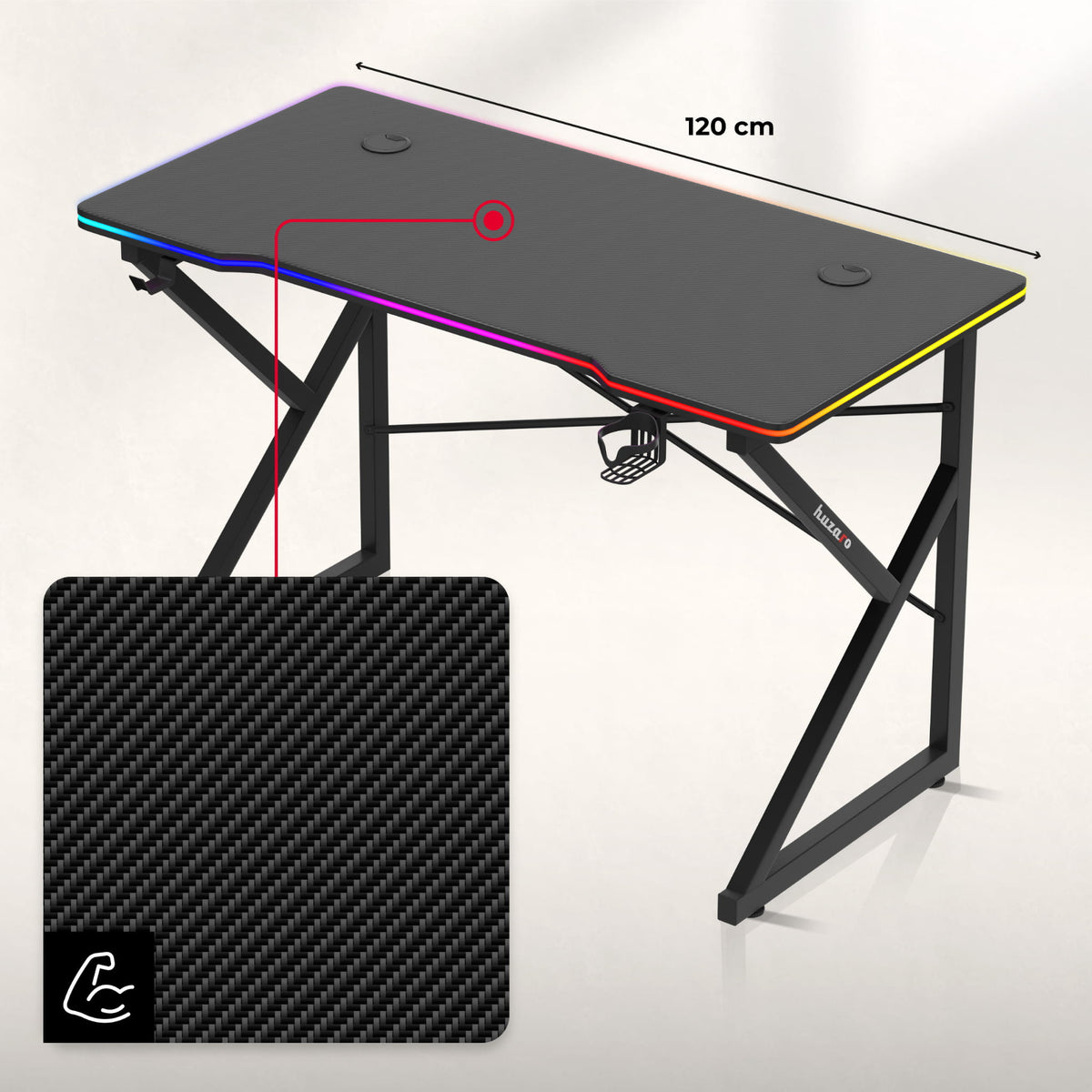 Huzaro Hero 1.7 RGB Black 120 cm Gaming Desk