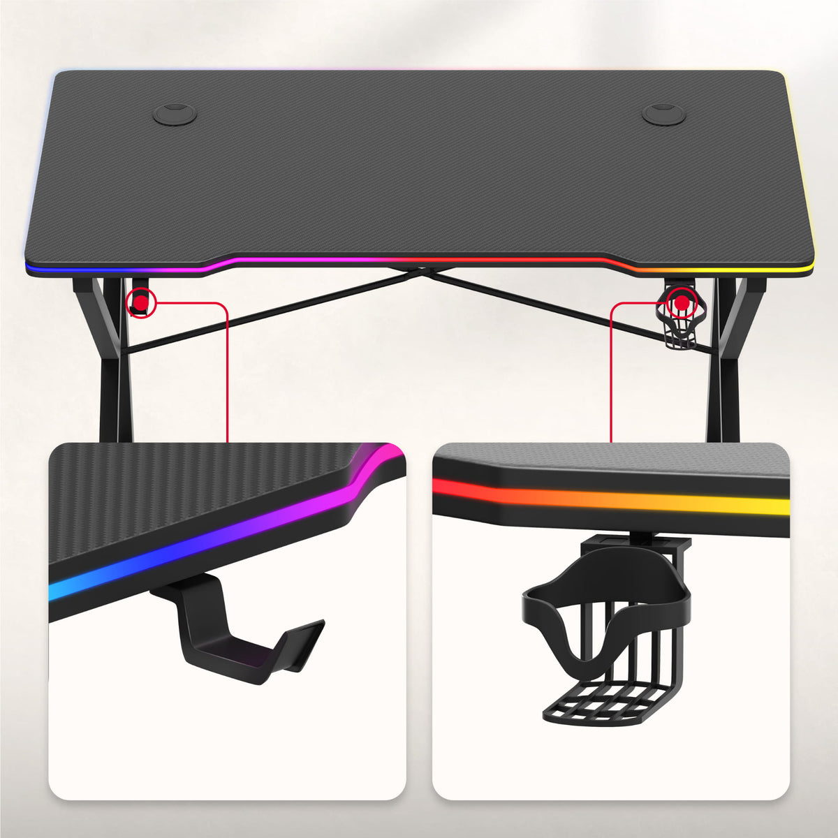 Huzaro Hero 1.7 RGB Black 120 cm Gaming Desk