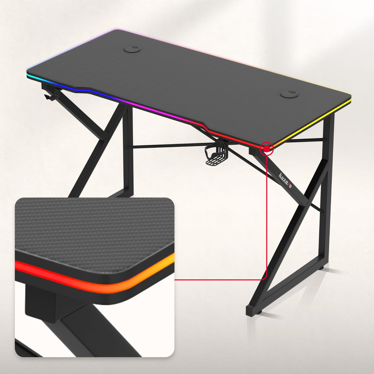 Huzaro Hero 1.7 RGB Black 120 cm Gaming Desk