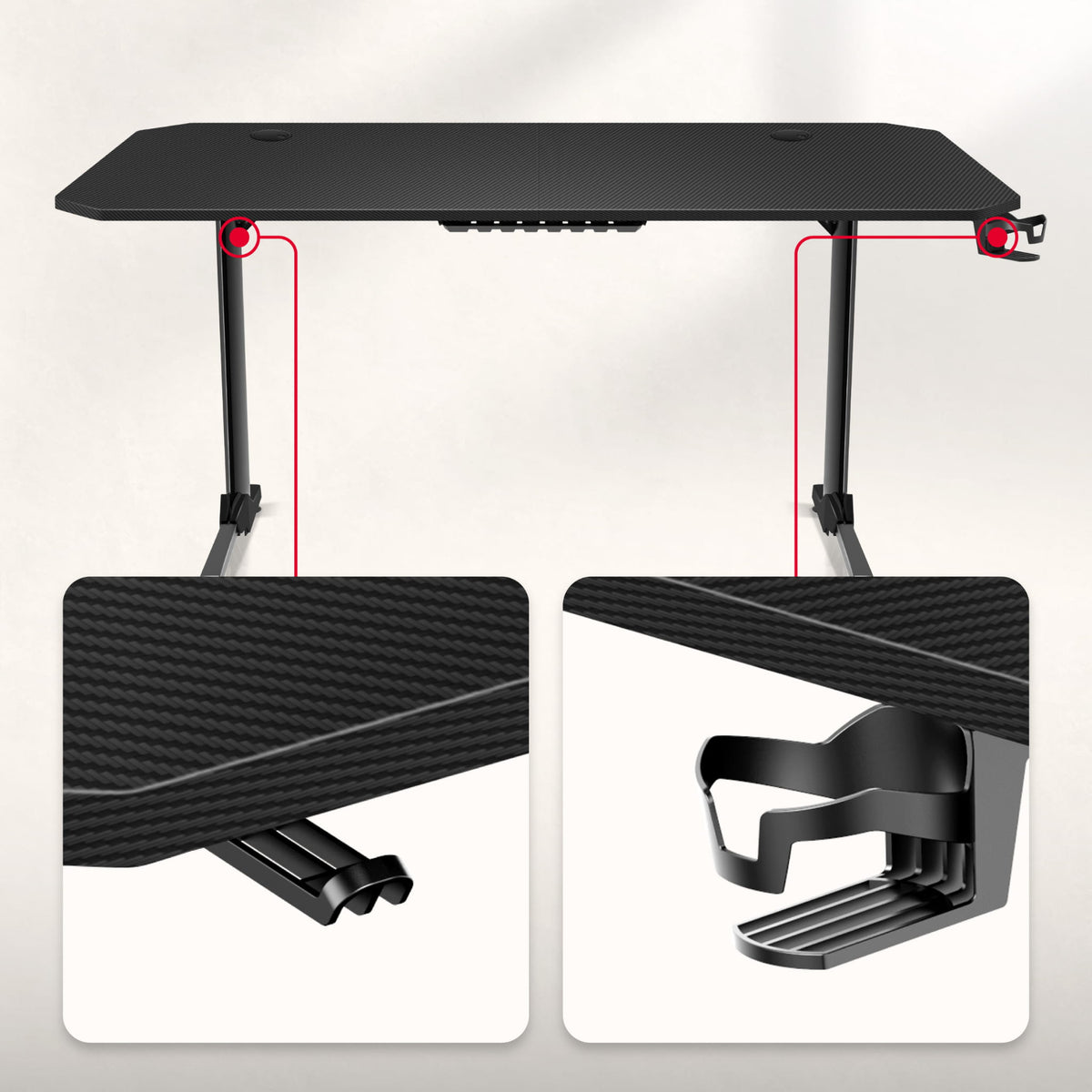 Huzaro Hero 4.7 Black 160 cm Gaming Desk