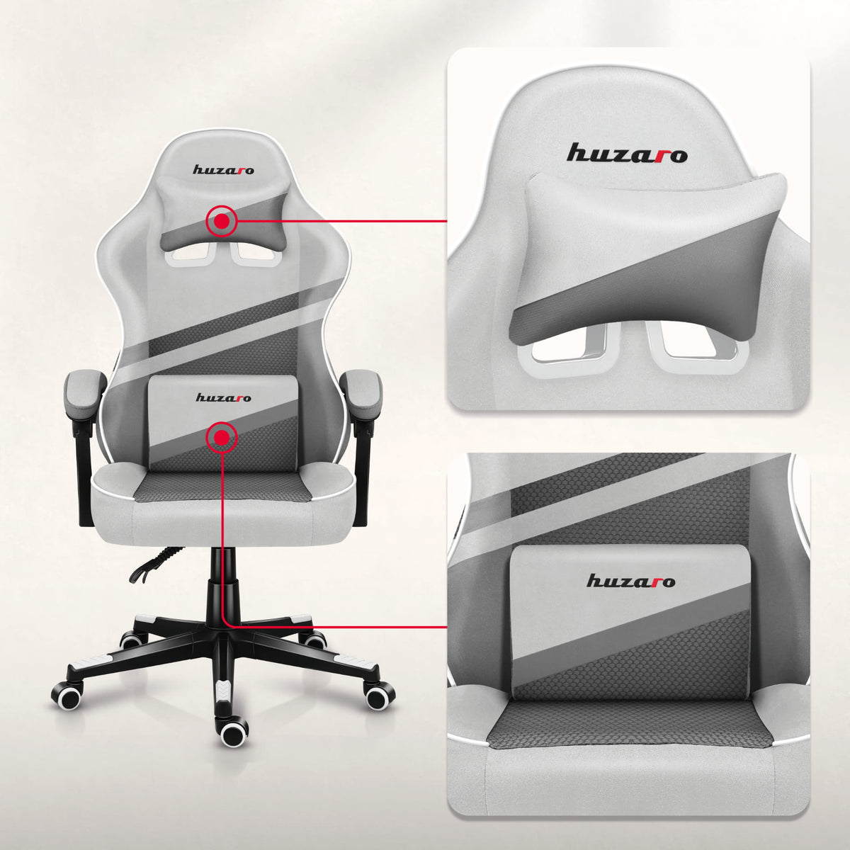 HUZARO FORCE 4.4 White Mesh Gaming Chair