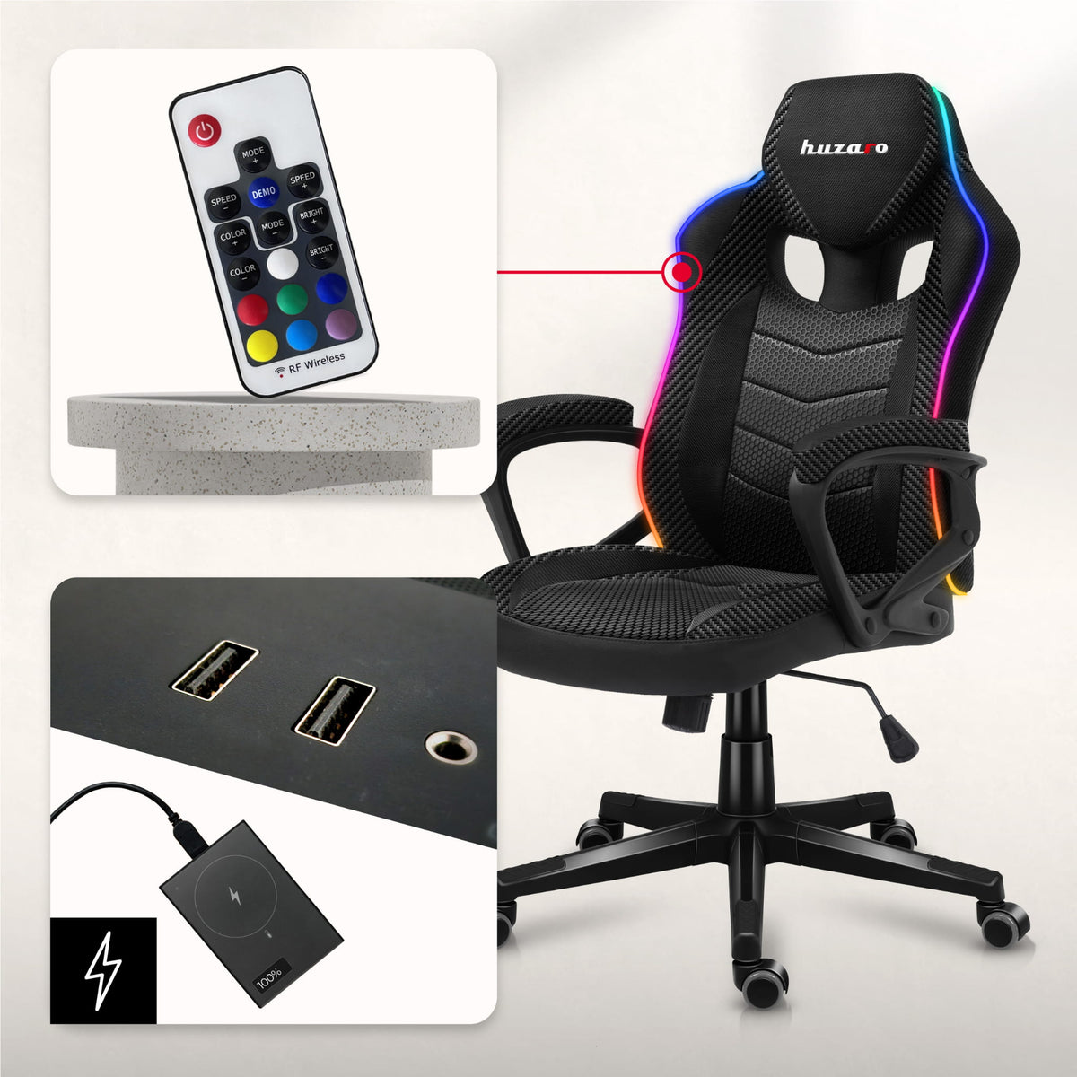 Huzaro Force 2.5 RGB Carbon Mesh Gaming Chair