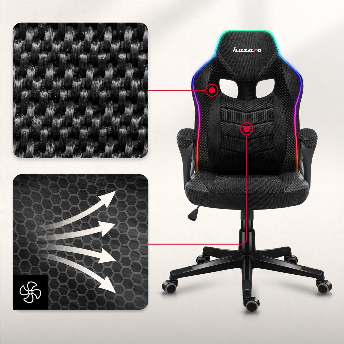 Huzaro Force 2.5 RGB Carbon Mesh Gaming Chair