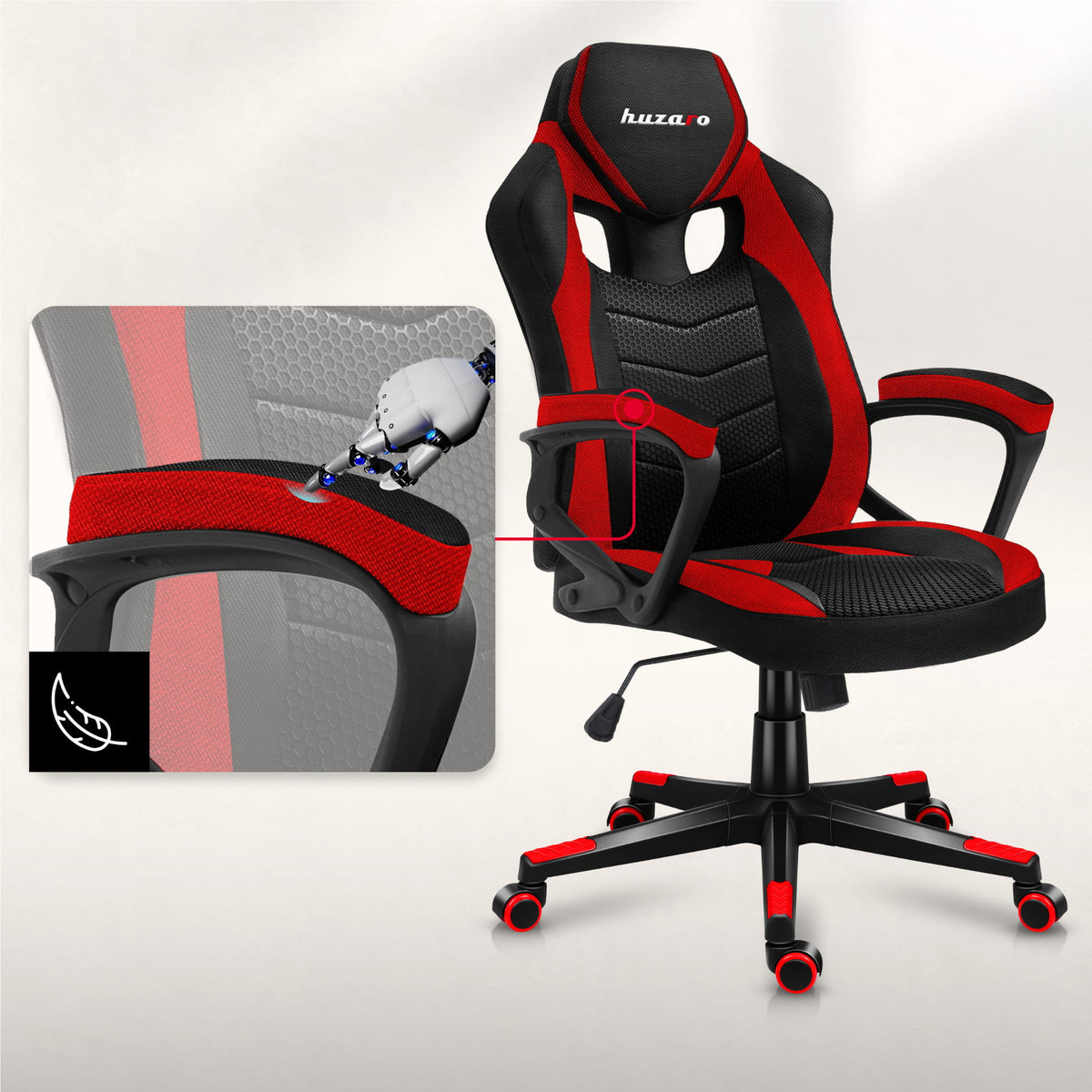 HUZARO FORCE 2.5 Red Mesh Gaming Chair
