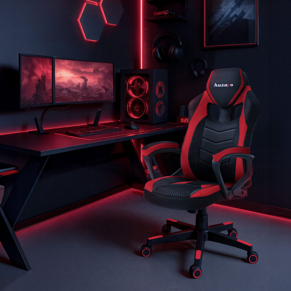HUZARO FORCE 2.5 Red Mesh Gaming Chair