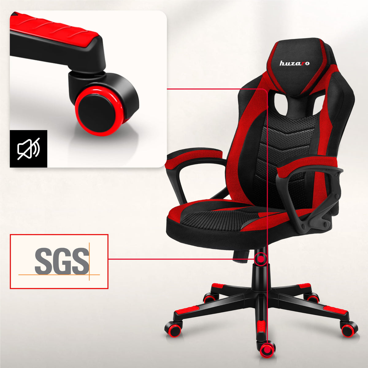 HUZARO FORCE 2.5 Red Mesh Gaming Chair