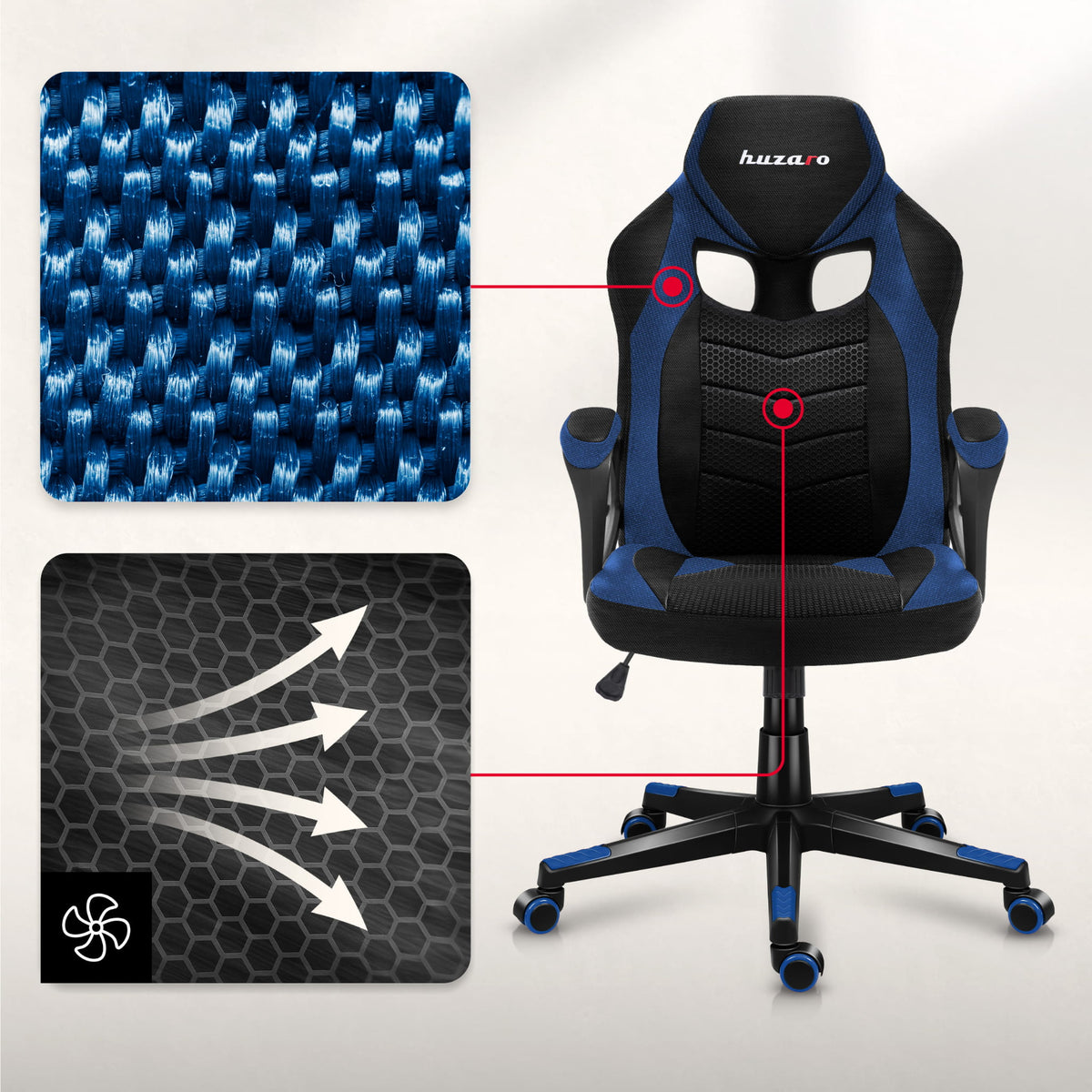 HUZARO FORCE 2.5 Blue Mesh Gaming Chair