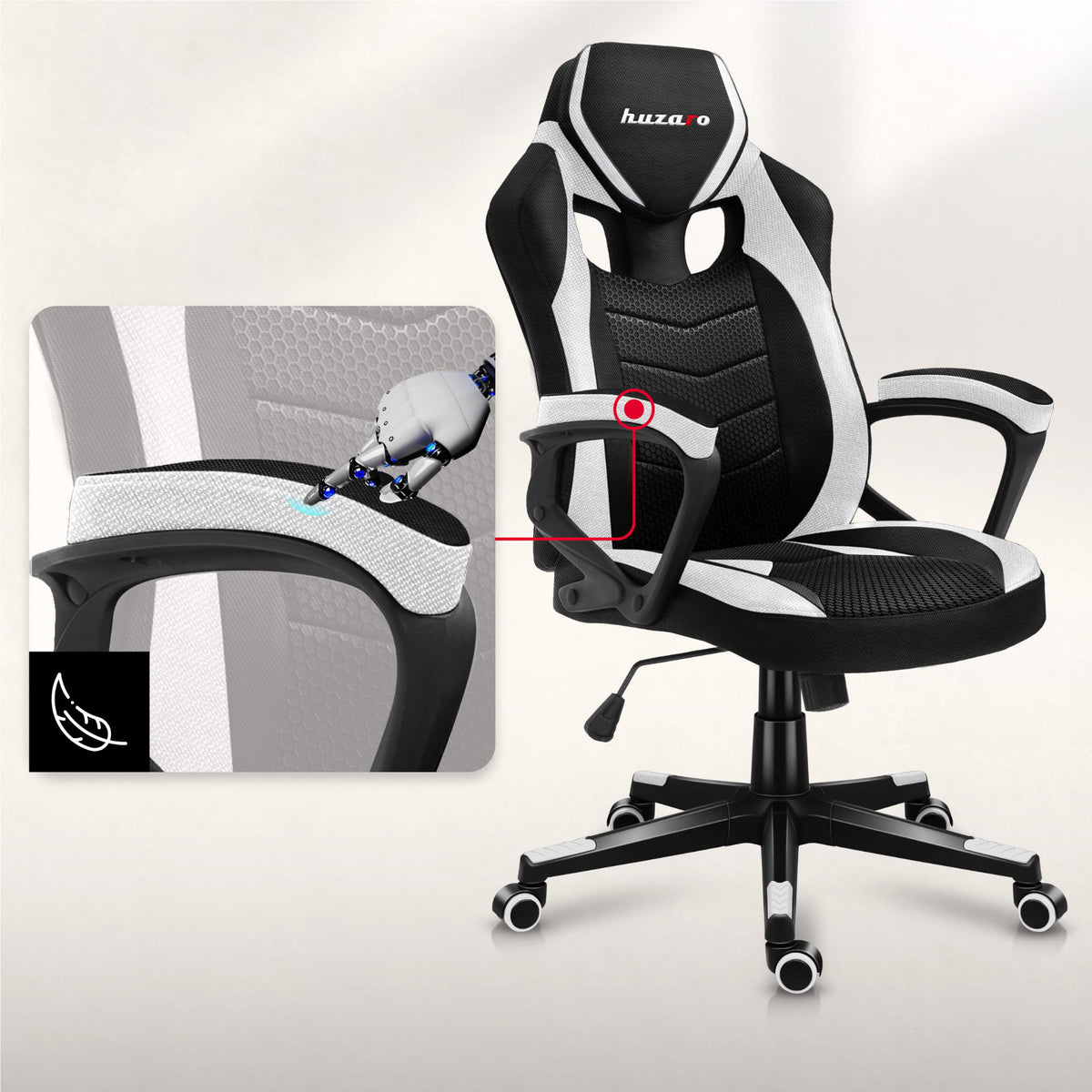 Huzaro Force 2.5 White Mesh Gaming Chair