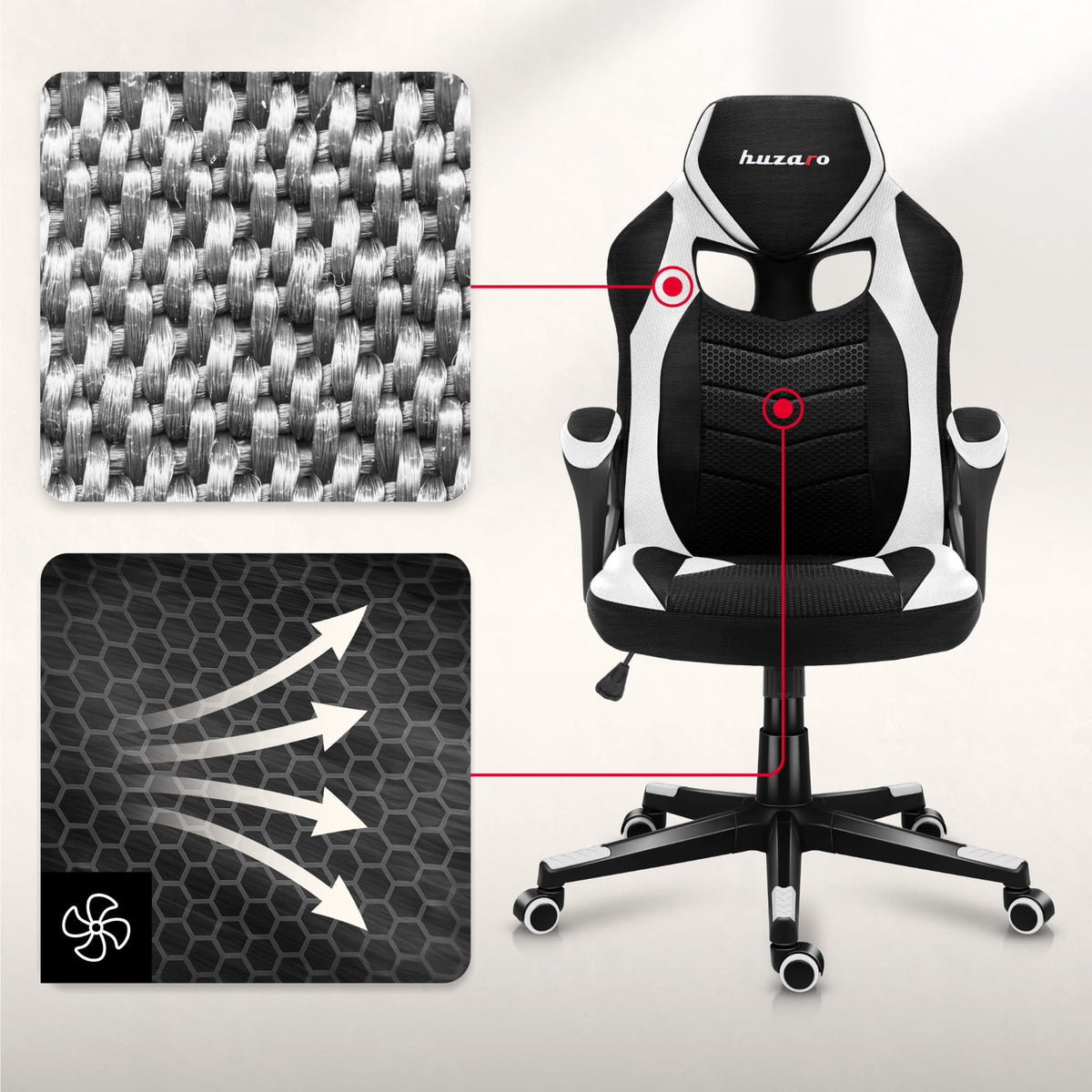 Huzaro Force 2.5 White Mesh Gaming Chair