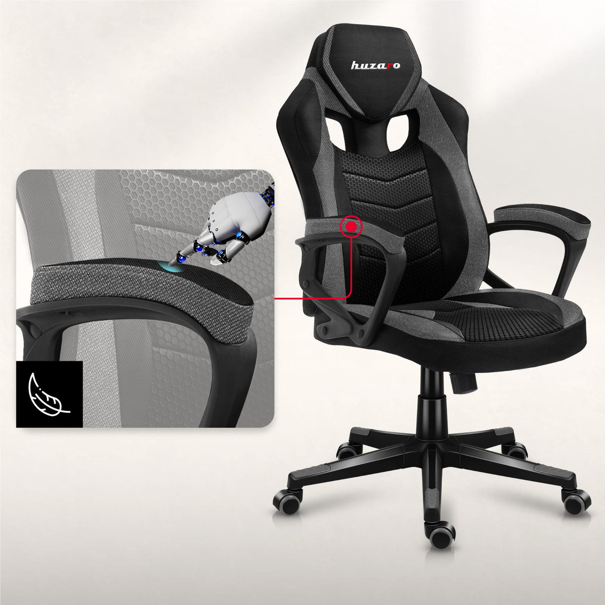 Huzaro FORCE 2.5 Grey Mesh Gaming Chair