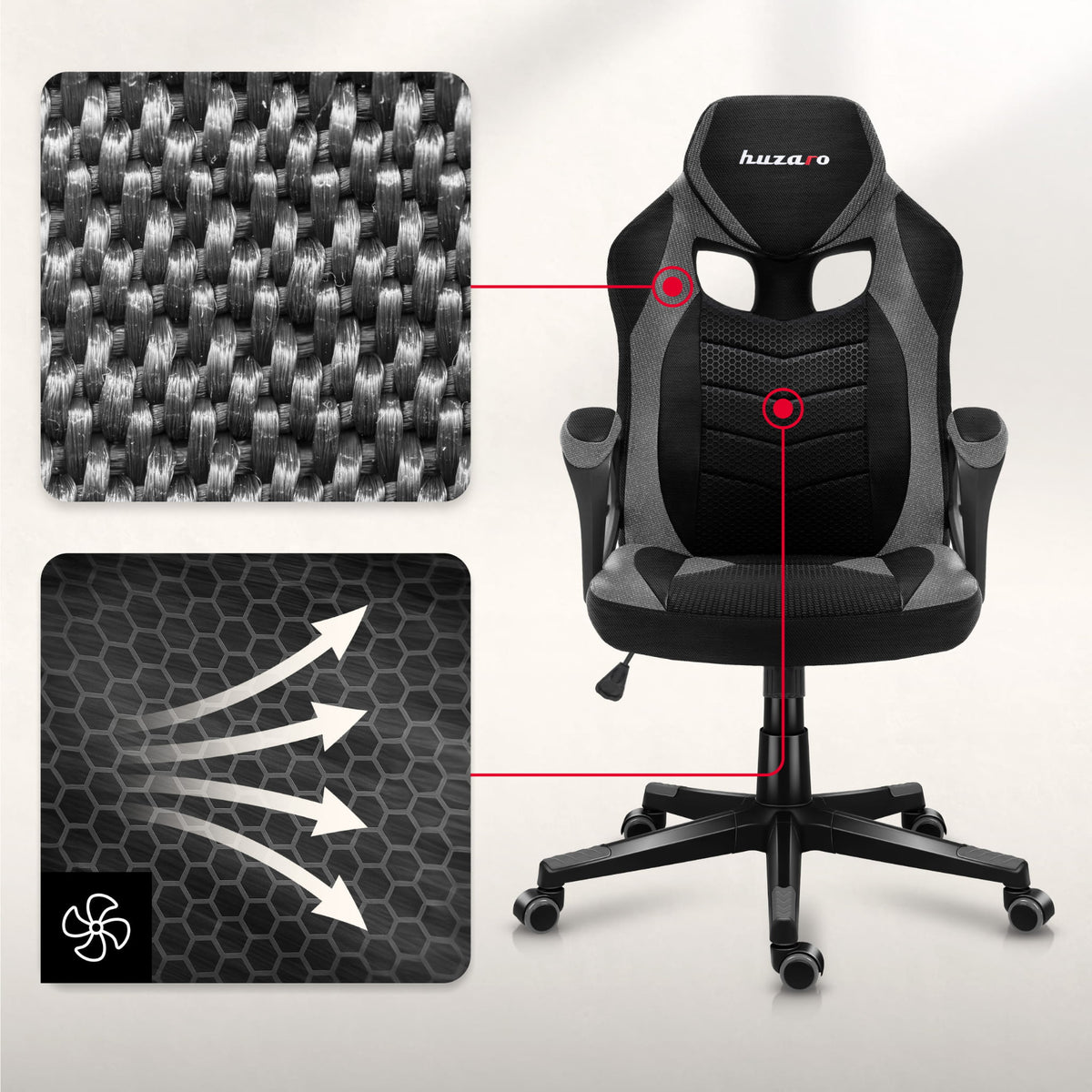 Huzaro FORCE 2.5 Grey Mesh Gaming Chair