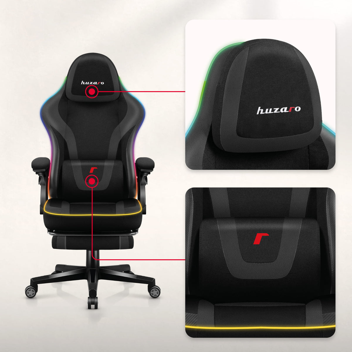 Huzaro Force 4.6 Black RGB Smart gaming chair