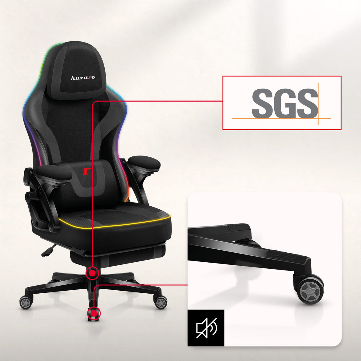 Huzaro Force 4.6 Black RGB Smart gaming chair