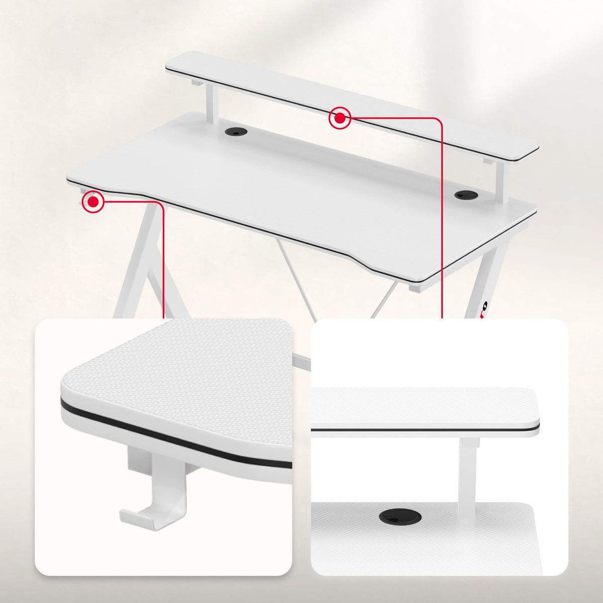 Huzaro Hero 1.9 White 120 cm gaming desk
