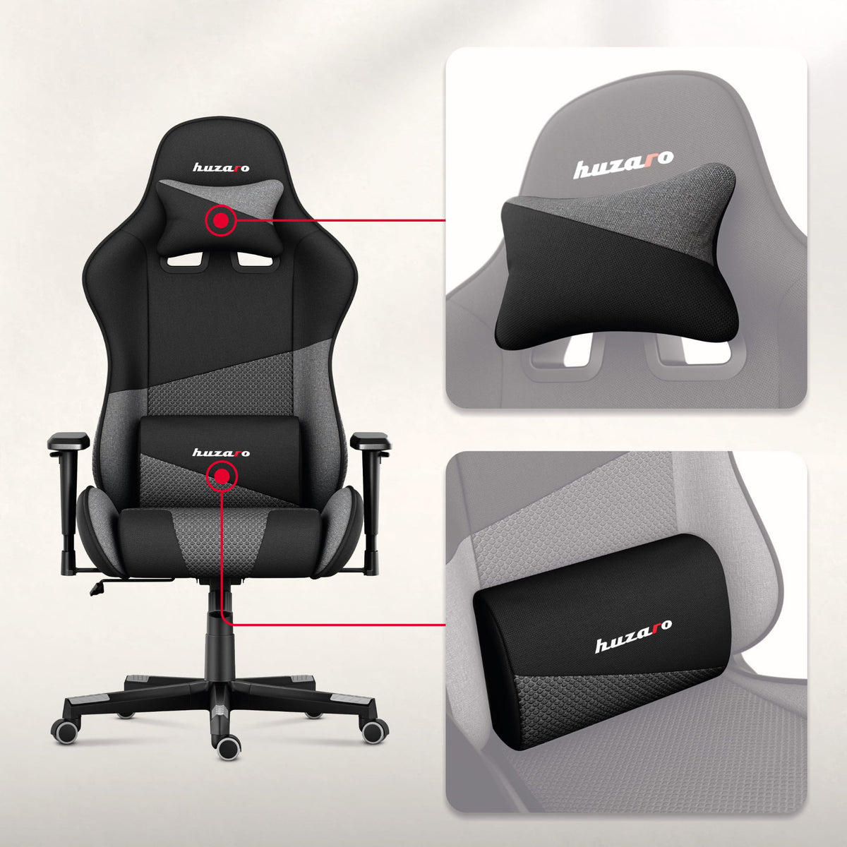 HUZARO FORCE 6.2 Gaming Chair – Grey Mesh