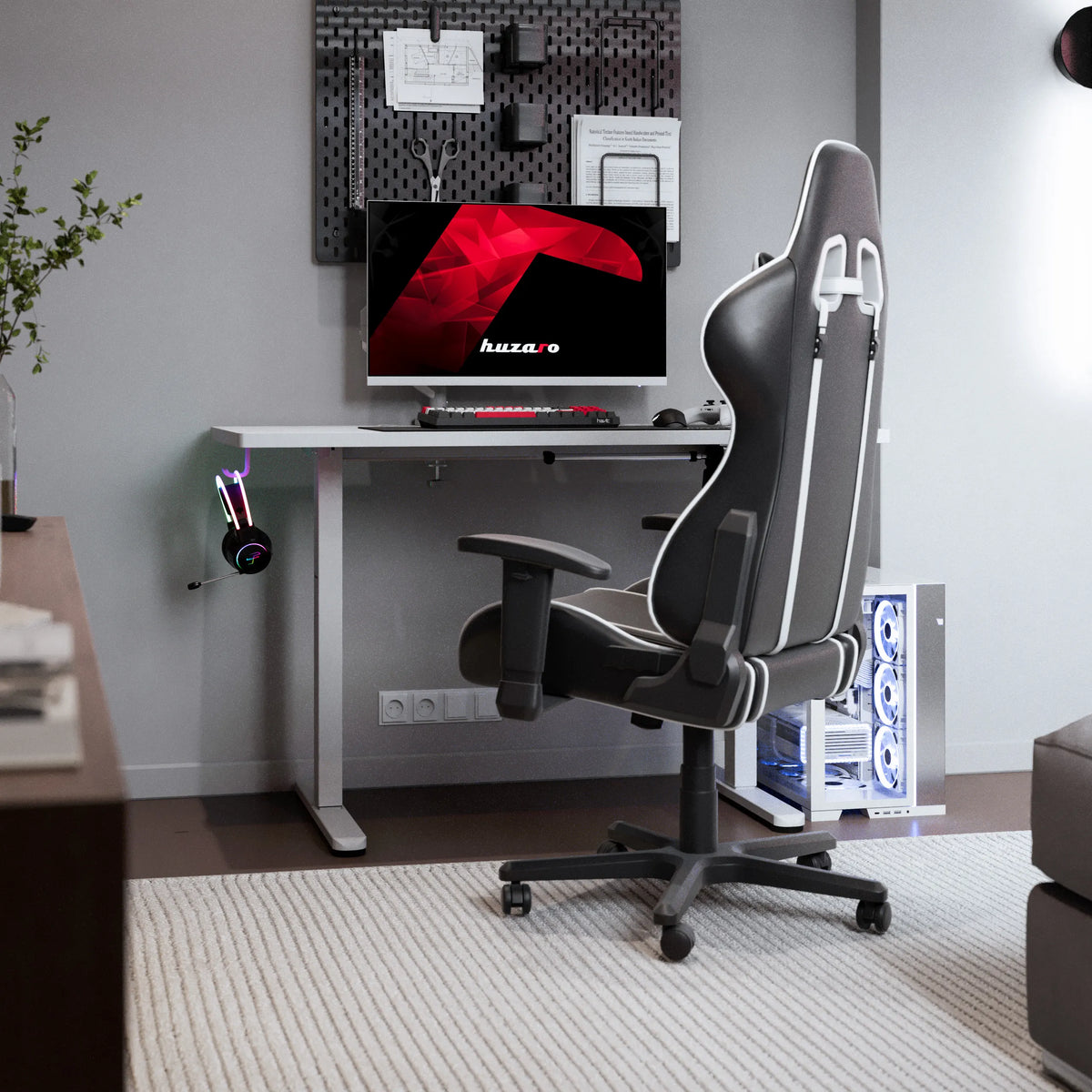 Huzaro Hero 8.1 White 120 cm Electric Gaming Desk