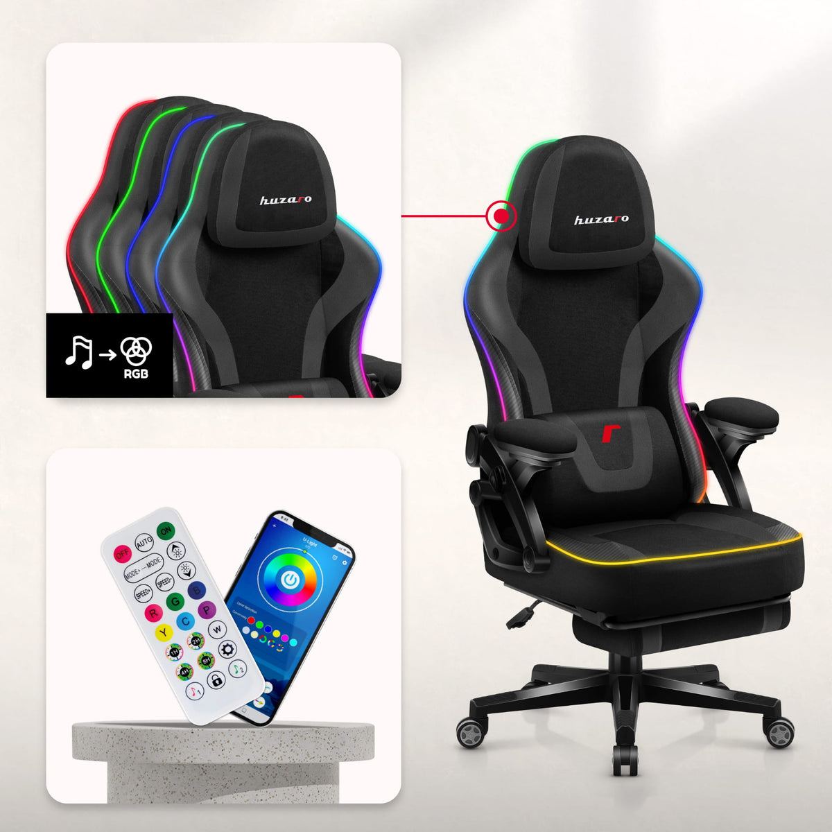 Huzaro Force 4.6 Black RGB Smart gaming chair