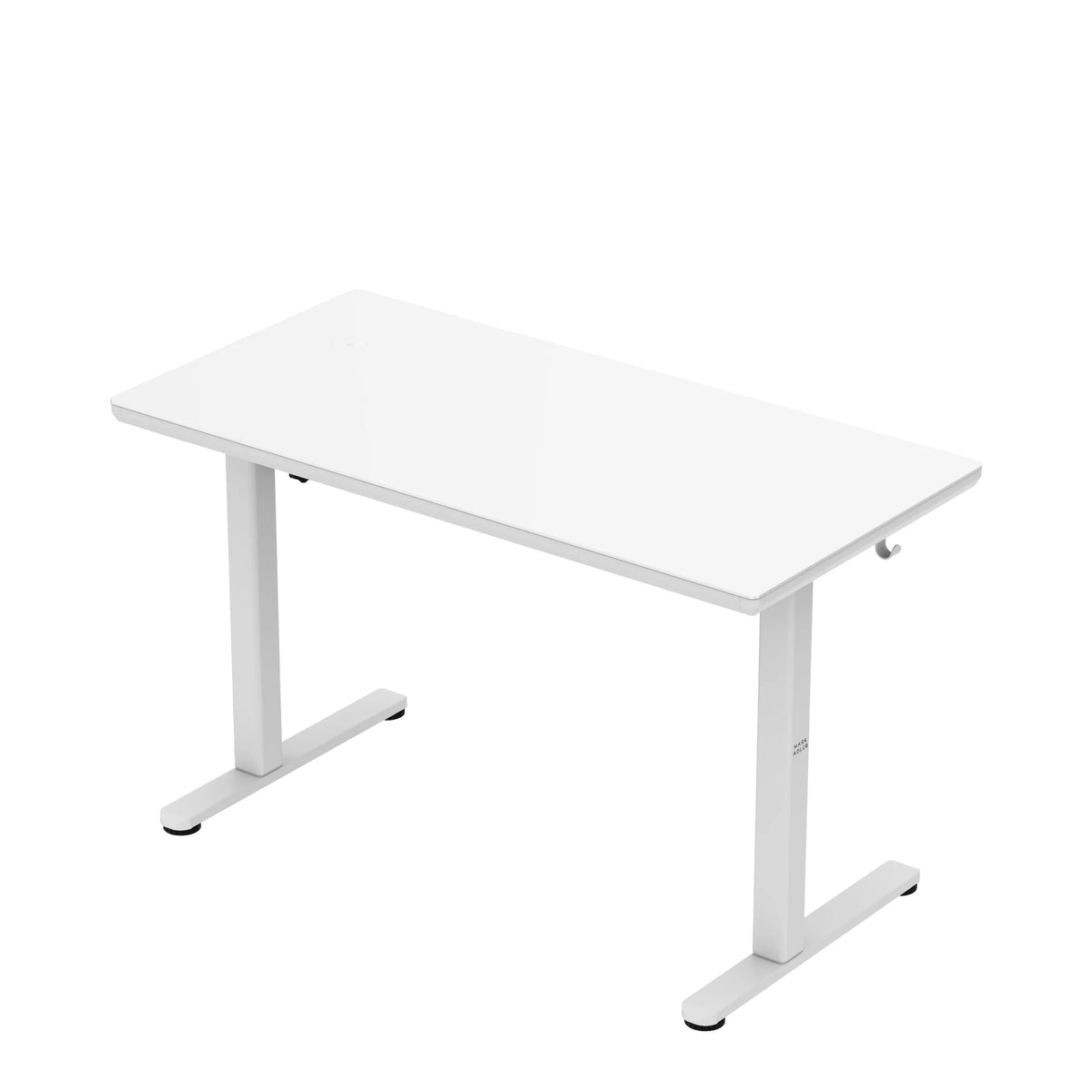 Mark Adler Leader 8.5 White electric desk with a glass top