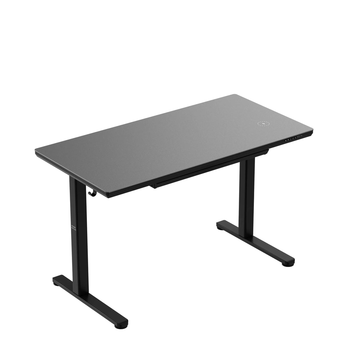 Mark Adler Leader 8.5 Black electric desk with a glass top