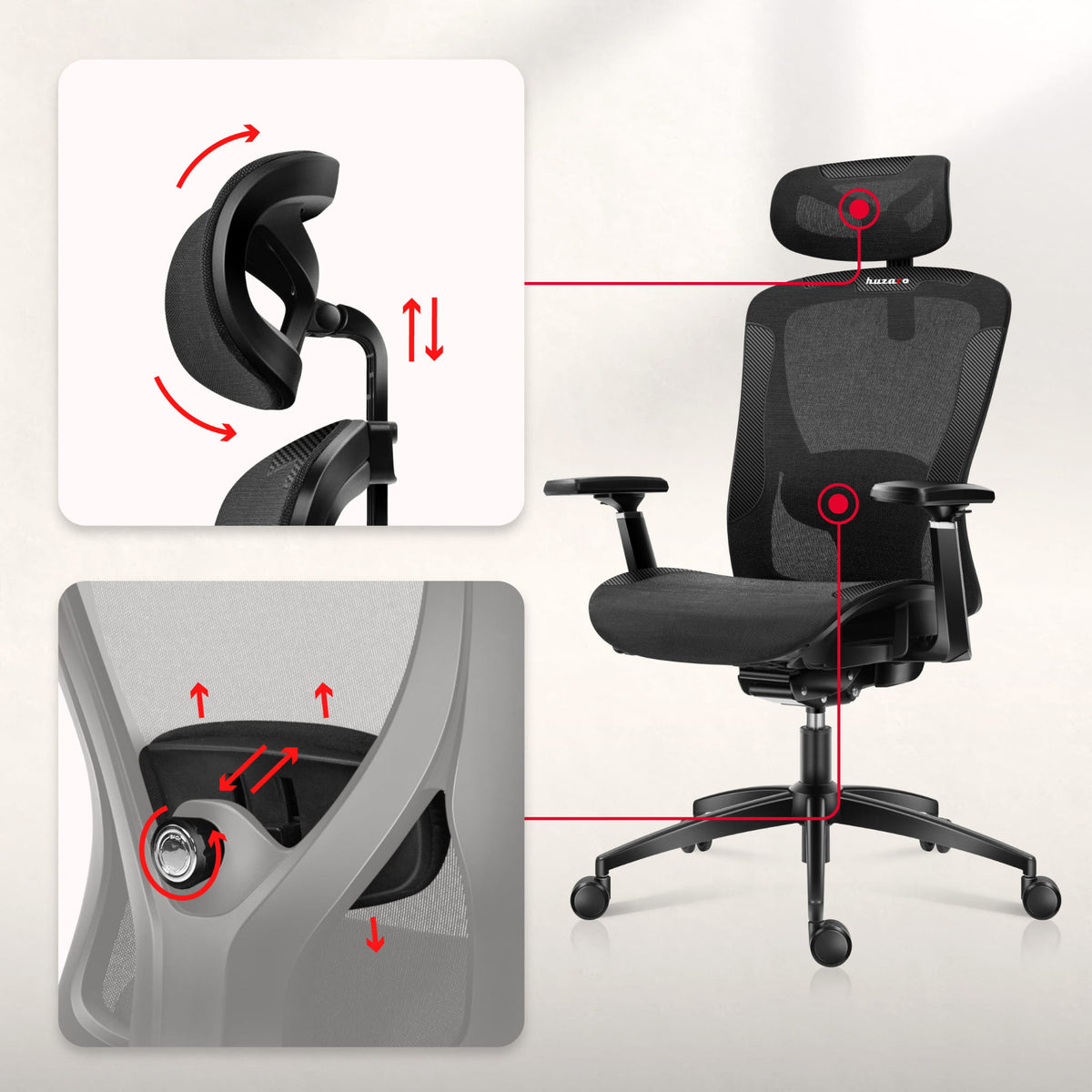 Huzaro Combat 7.3 Black Mesh gaming chair