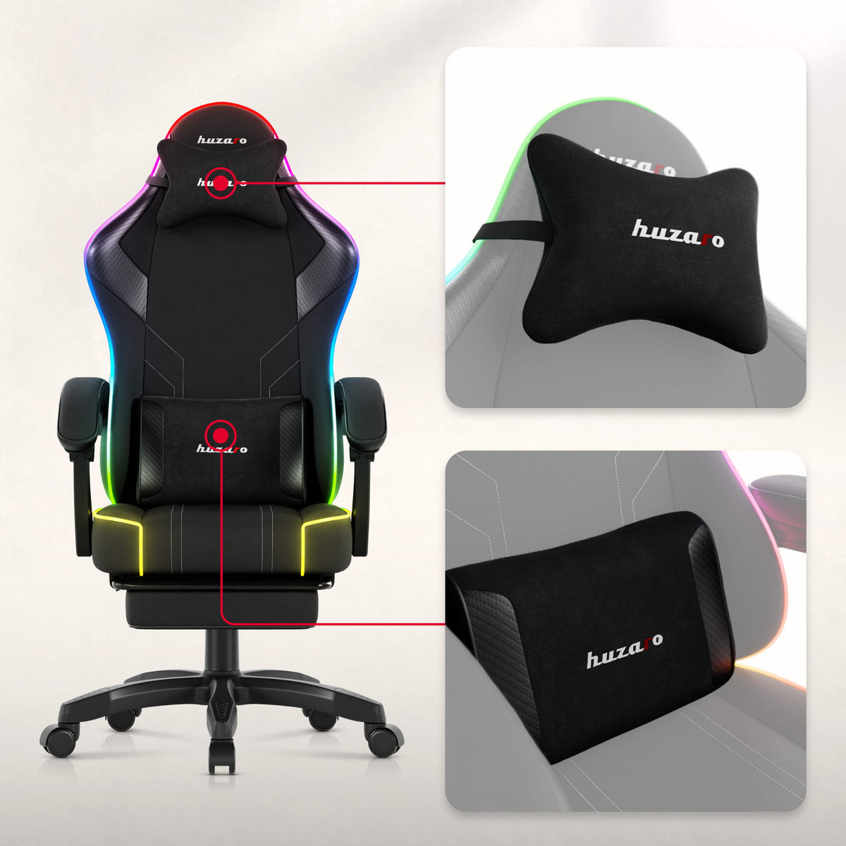 Huzaro Force 3.7 RGB Black gaming chair