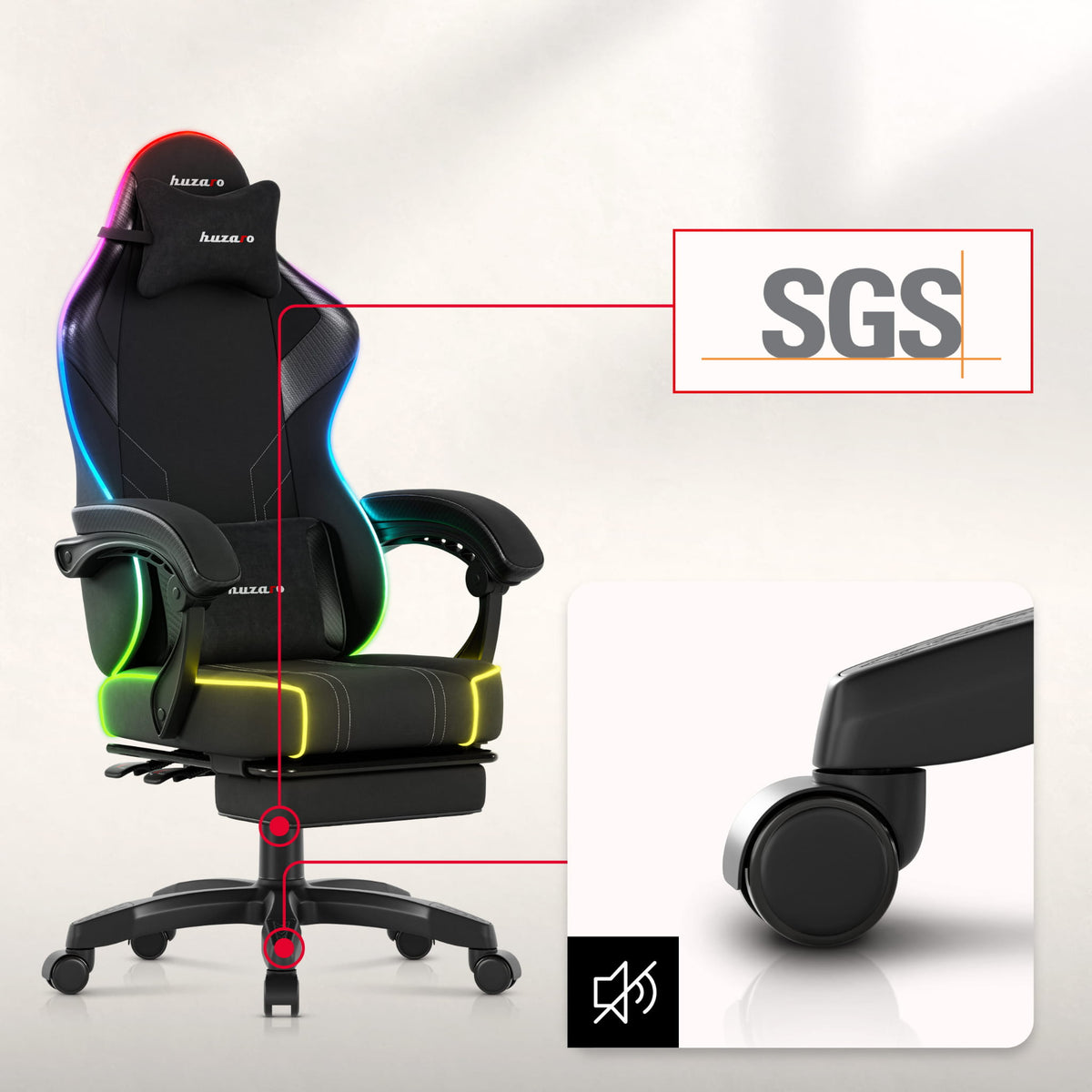 Huzaro Force 3.7 RGB Black gaming chair