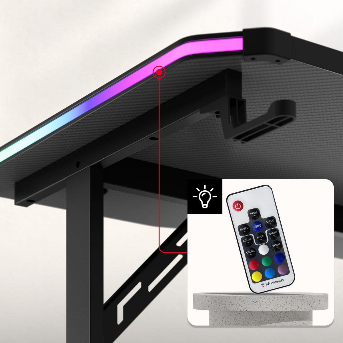 Huzaro Hero 3.6 RGB LED Black 140 cm gaming desk