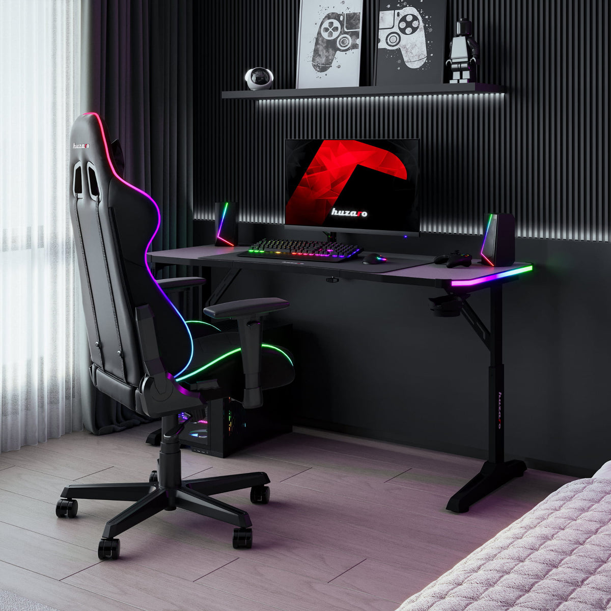 Huzaro Hero 3.6 RGB LED Black 140 cm gaming desk