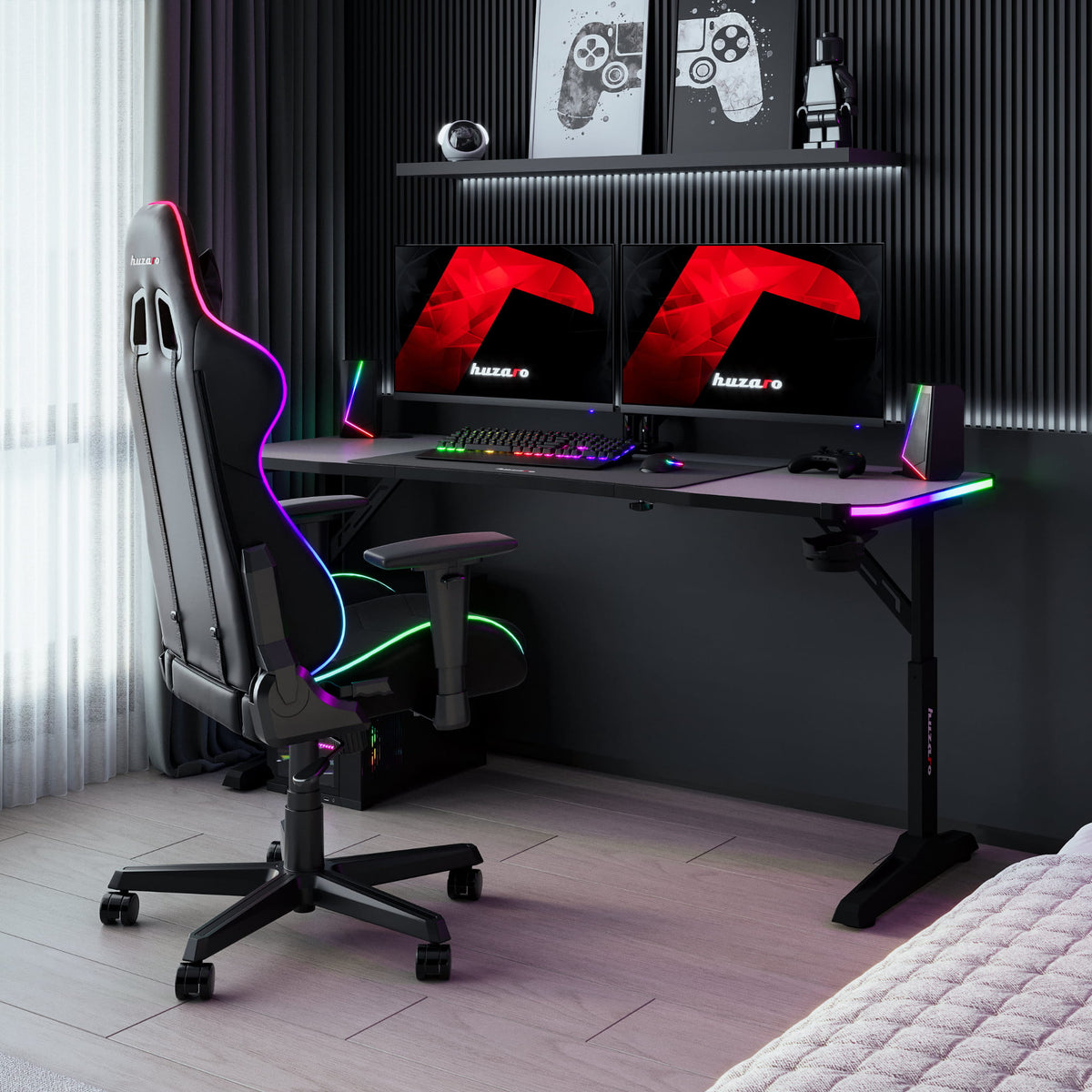 Huzaro Hero 4.6 RGB Black 160 cm LED gaming desk