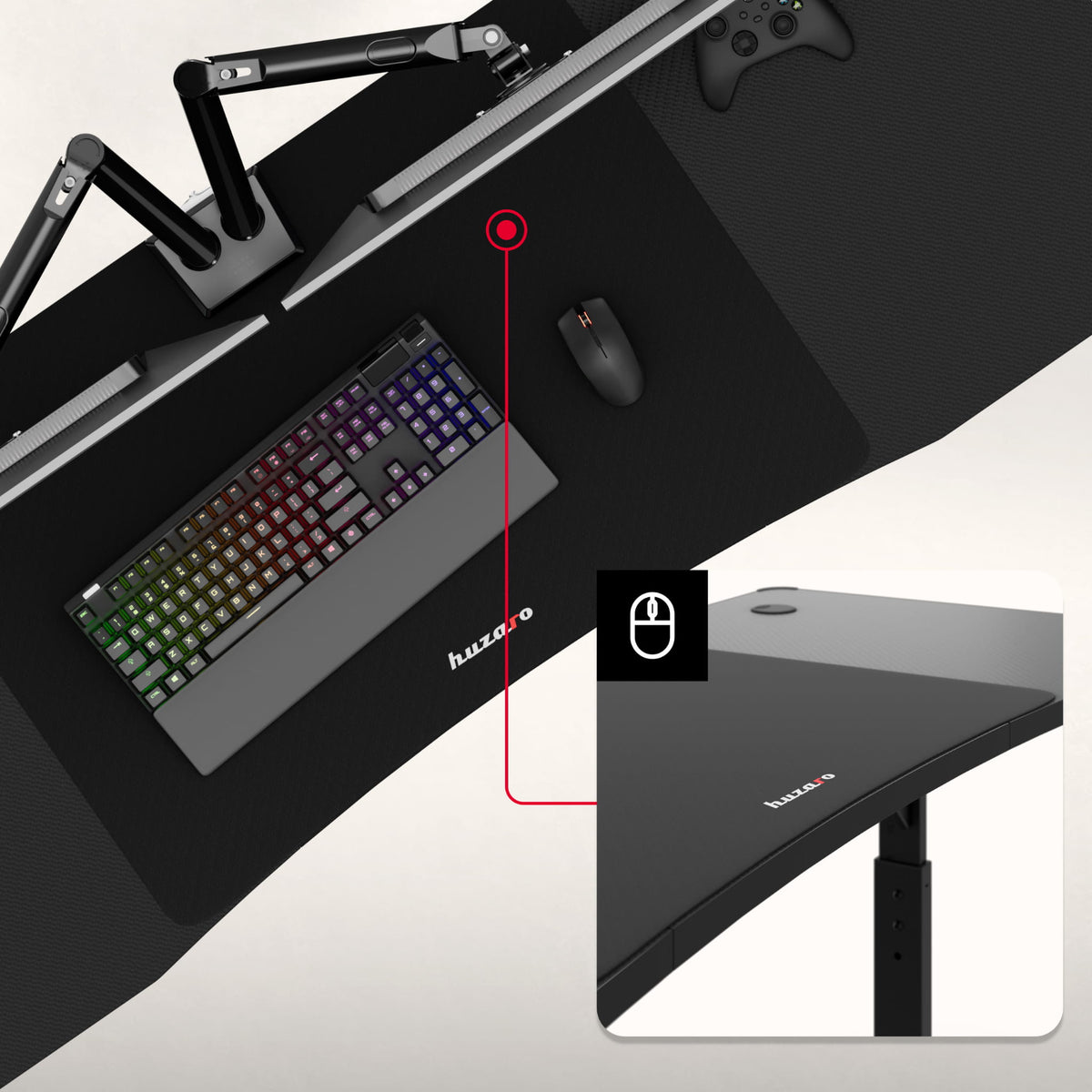 Huzaro Hero 4.6 Black 160 cm gaming desk