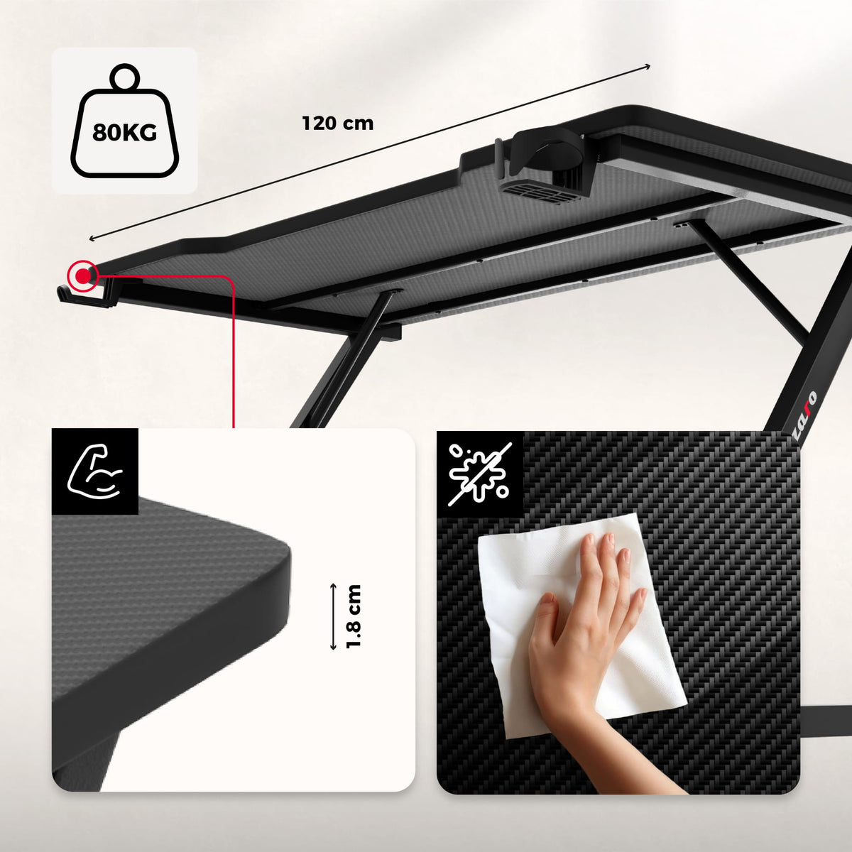 Huzaro Hero 2.5 Black 120 cm Gaming Desk