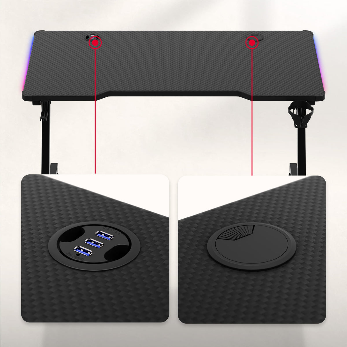 Huzaro Hero 2.5 RGB LED Gaming Desk, 120 cm
