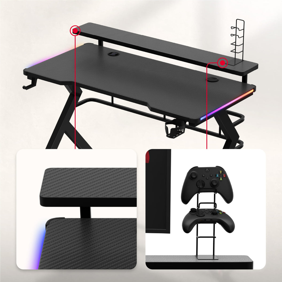 Huzaro Hero 5.0 RGB LED 120 cm Gaming Desk
