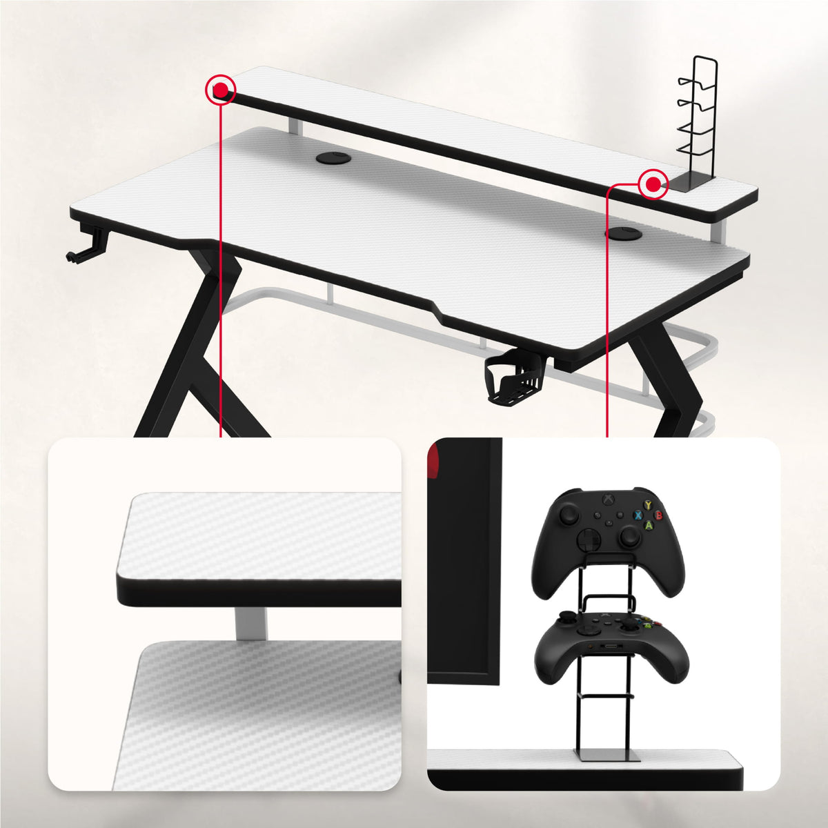 Huzaro Hero 5.0 White 120 cm Gaming Desk