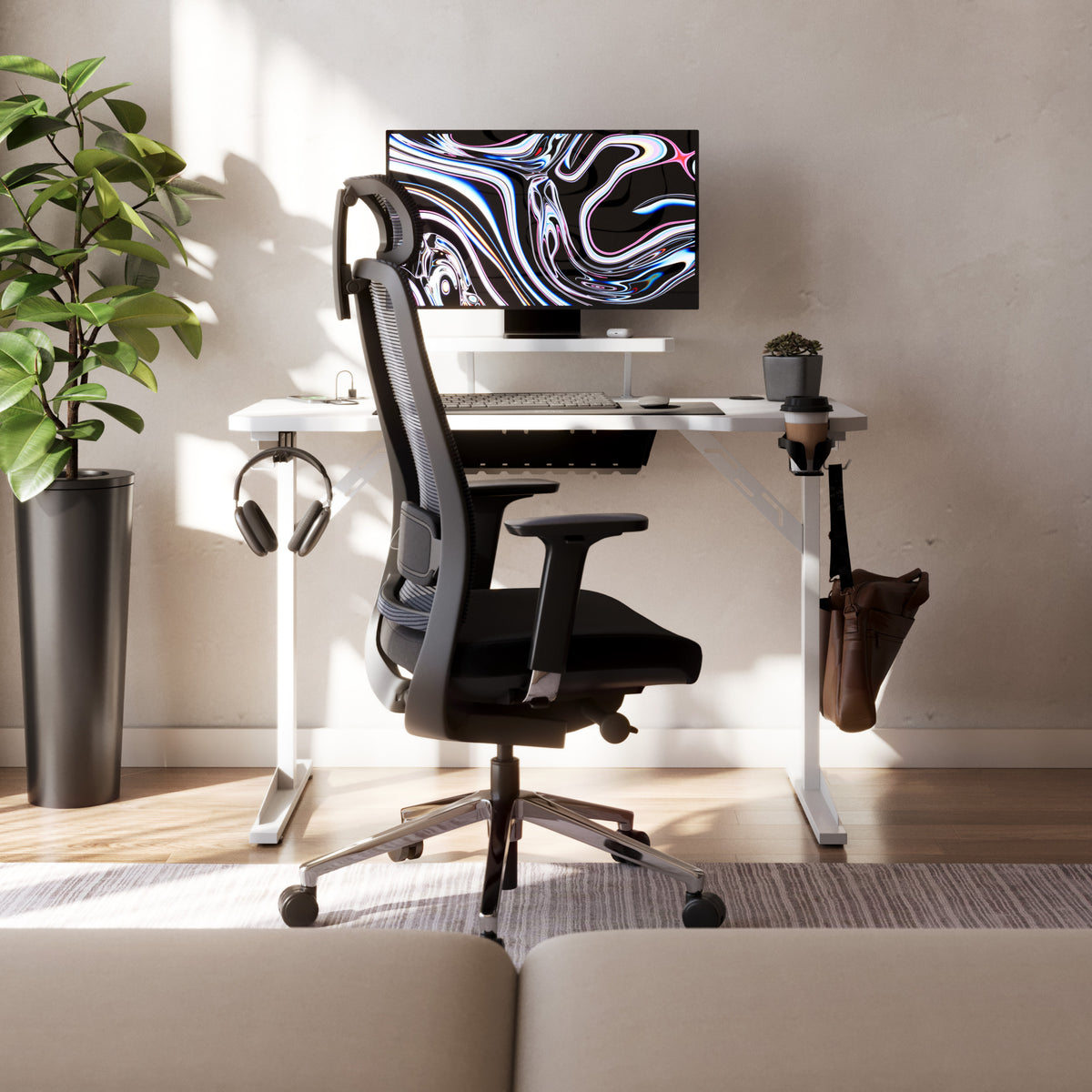 Mark Adler Leader 5.1 White 115 cm computer desk with shelf