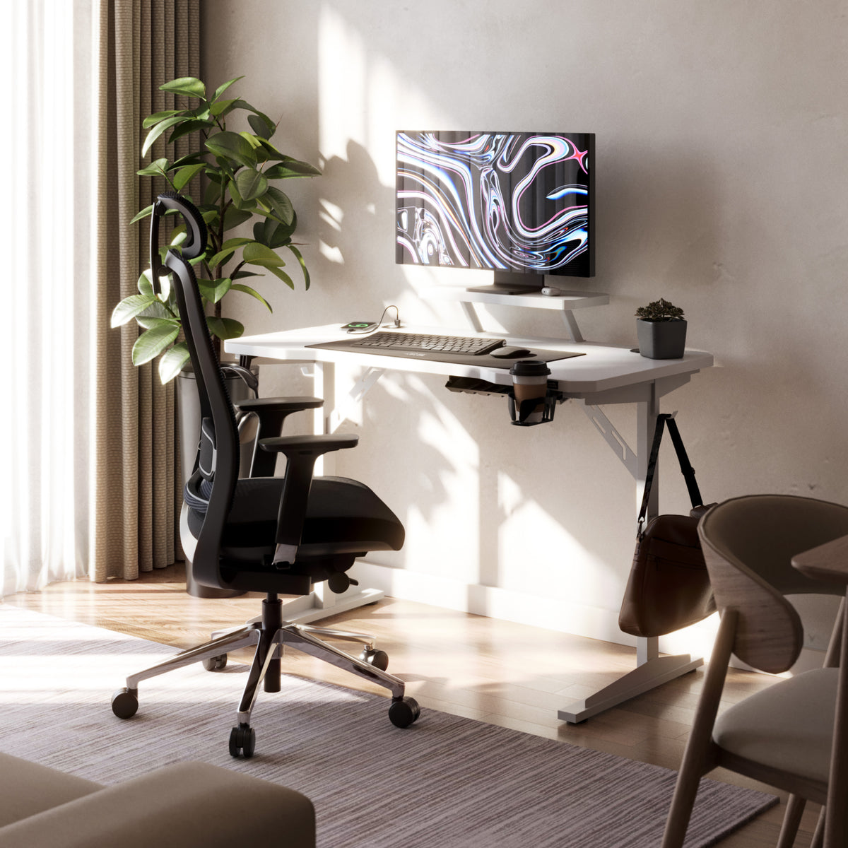 Mark Adler Leader 5.1 White 115 cm computer desk with shelf