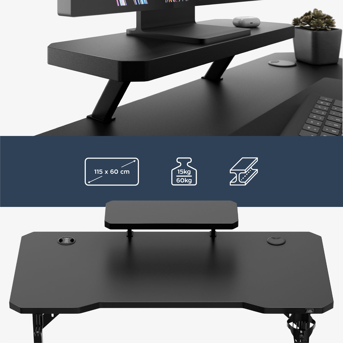 Mark Adler Leader 5.1 Black computer desk with shelf, 115 cm